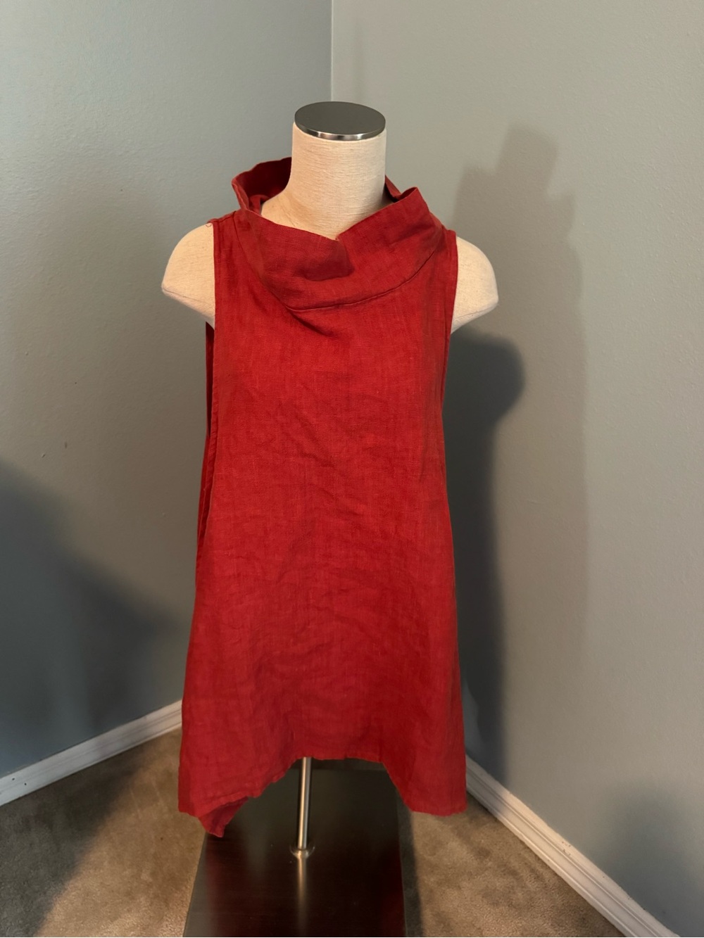 NWT Bryn Walker Burnt Orange Linen Apron/Tunic Cowl Neck